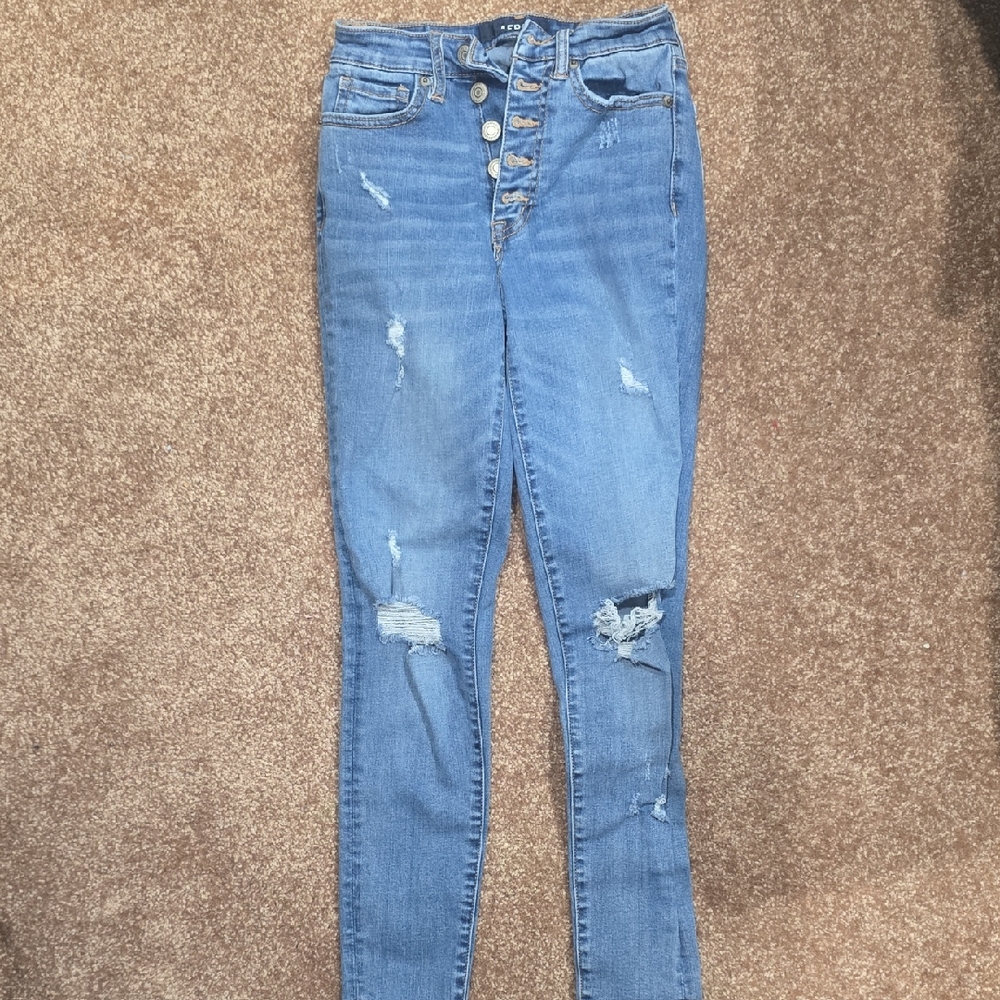 Aero Super High Rise Distressed Denim Jeans